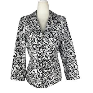 VICTOR COSTA WOMEN'S FULL ZIP NOTCH LAPEL PAISLEY‎ PRINT WOMEN'S JACKET